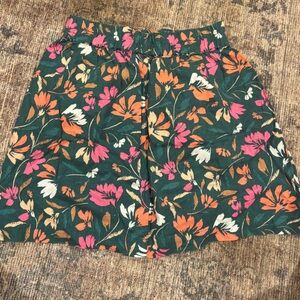 LOFT A-Line Skirt - Green, Pink, Orange Floral
